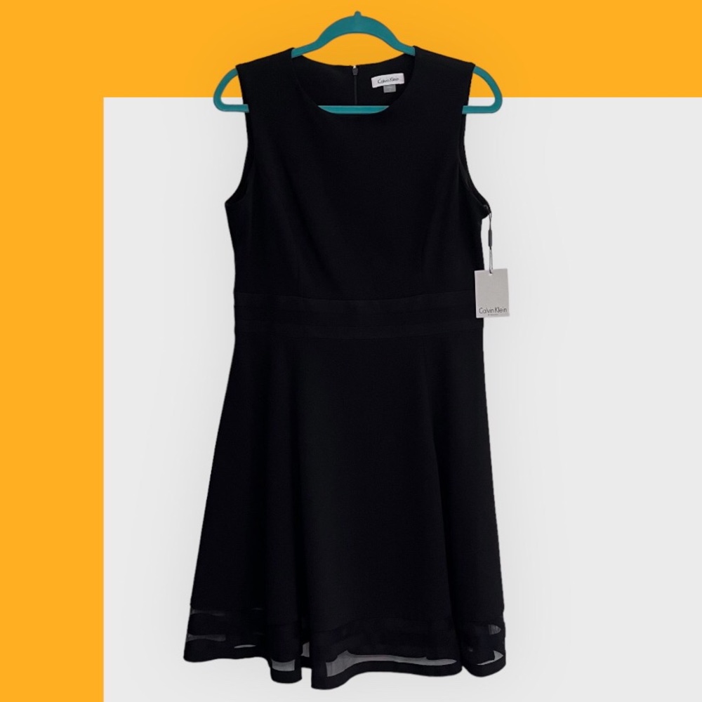 NWT Calvin Klein Black Sleeveless Dress Hidden Zipper Little Black Dress